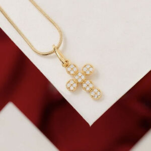 Gold clover cross charm
