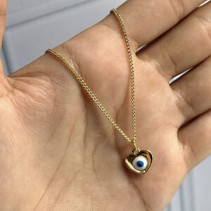 14K Laminated Gold Evil Eye Heart Necklace