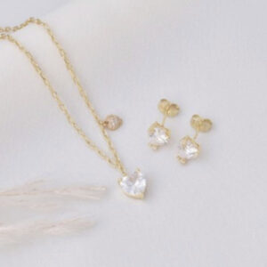 14K Laminated Gold Heart Jewelry Set