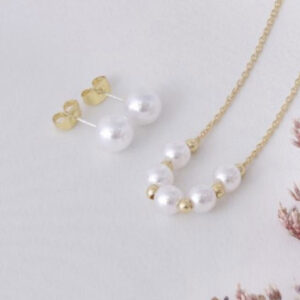 14K Gold-Plated Pearl Jewelry Set
