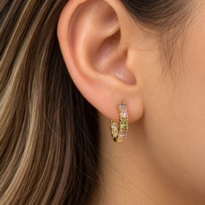 Multicolor Gemstone Huggie Earrings