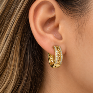 Gold-Plated Geometric Huggie Earrings