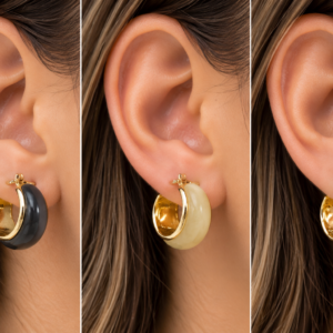 Gold-Plated Resin Huggie Hoop Earrings