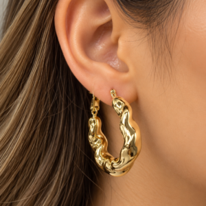 Gold-Plated Sculptural Twisted Hoop Earrings