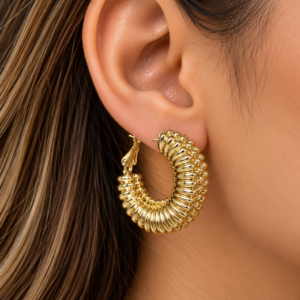 Textured Gold Hoop Earrings