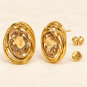 Champagne Crystal Oval Earrings