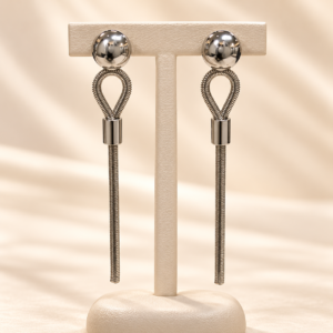 Silver-Tone Ball and Chain Drop Earrings Product Description