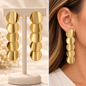 Gold-Tone Five Disc Drop Earrings