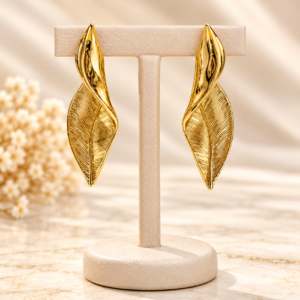 Tone Sculpted Leaf Drop Earrings