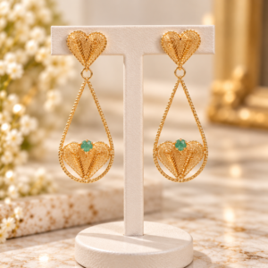 14K Gold-Plated Filigree Heart Drop Earrings