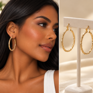Textured Gold Hoop Earrings