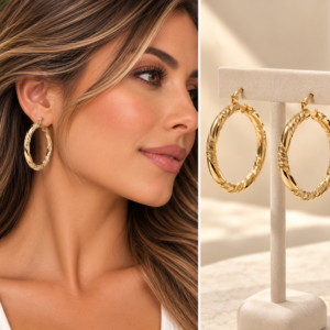Textured Gold Hoop Earrings